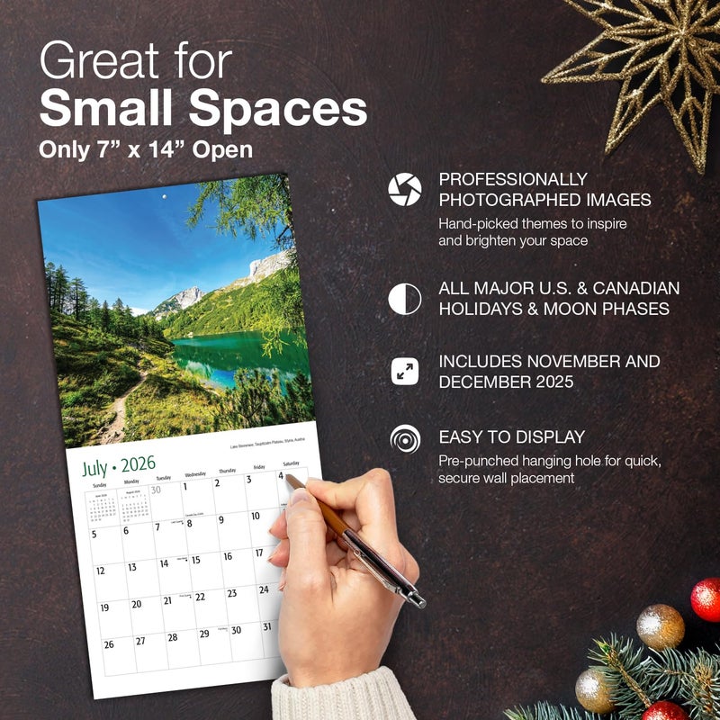 MICASA PRESS Pathways 2026 Mini Wall Calendar 12 Month | 7" x 14" Open | Thick & Sturdy Paper | Holiday Gift | Scenic Nature Calendar 2026 - Image 2