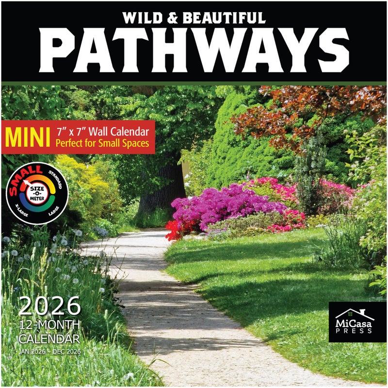 MICASA PRESS Pathways 2026 Mini Wall Calendar 12 Month | 7" x 14" Open | Thick & Sturdy Paper | Holiday Gift | Scenic Nature Calendar 2026 - Image 1