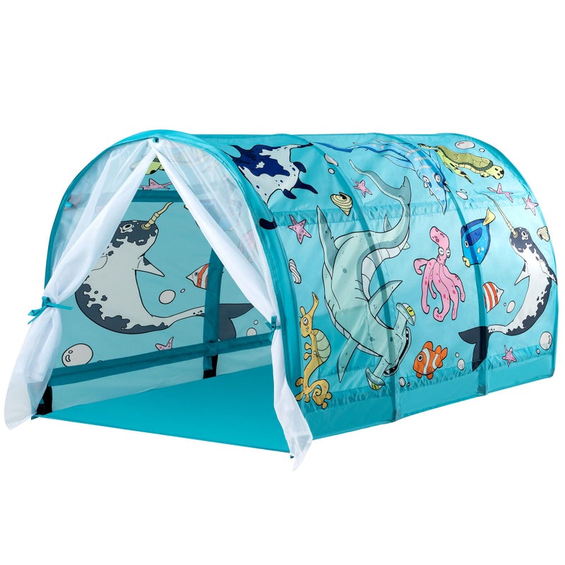 ANC POP Bed Tent for Kids with LED Strip Lights 55 x 41 x 315 Toddler Bed Tent Foldable Game House for Children Play Tents for Girls Boys Sleeping Canopy Playhouse Light BlueOcean - Image 4