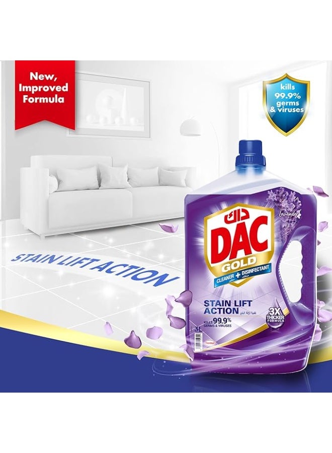DAC Disinfectant Gold Lavender 3L – Pack of 3 Powerful Multi-Surface Cleaner - Image 2