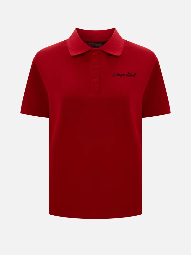 Lichi Kersey polo with embroidery