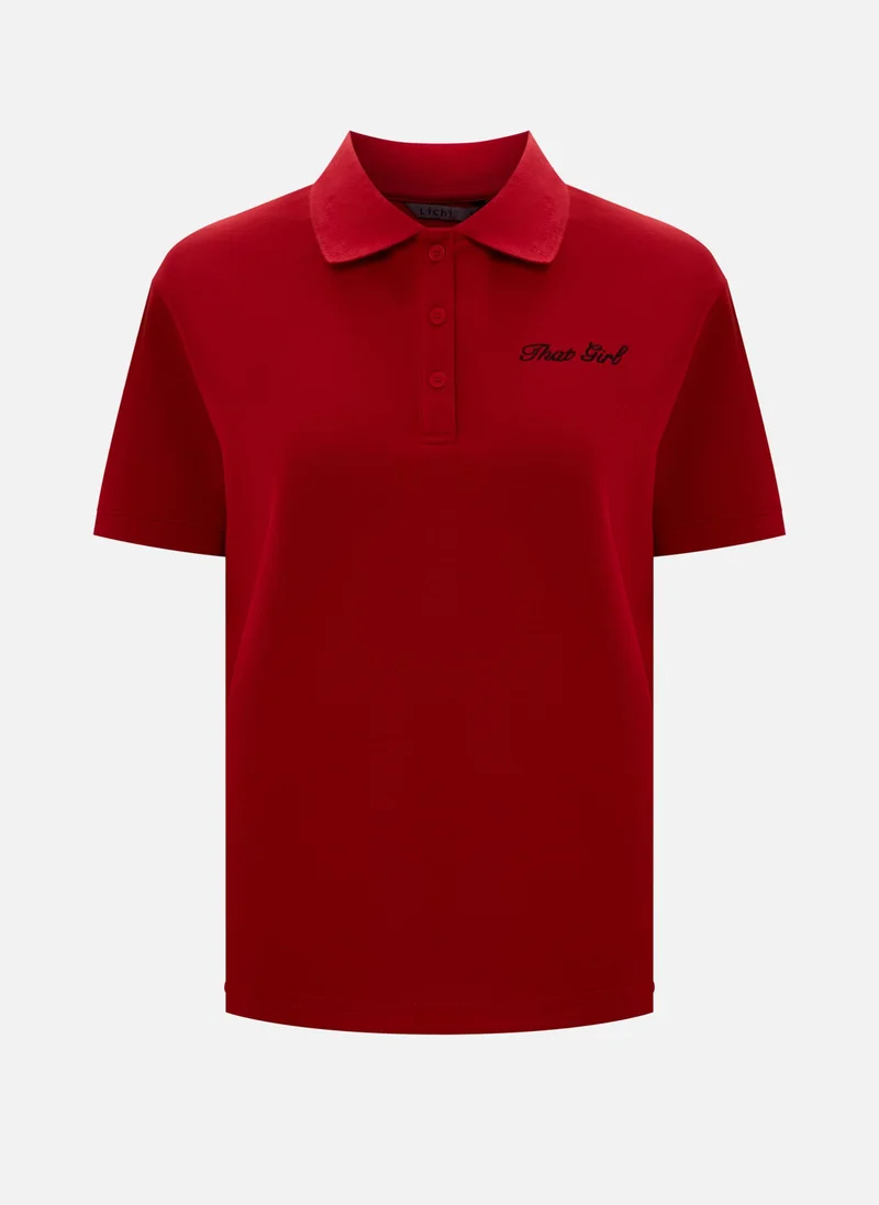 Lichi Kersey polo with embroidery