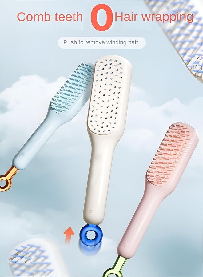 Dustex Self-Cleaning Anti-Static Massage Comb, Self Cleaning Hair Brush, Massage Comb For Hair, Retractable Rotary Lift Self-Cleaning Comb, Women's Hair Styling Tool (multicolor) (MULTI PACK 2) - Image 3