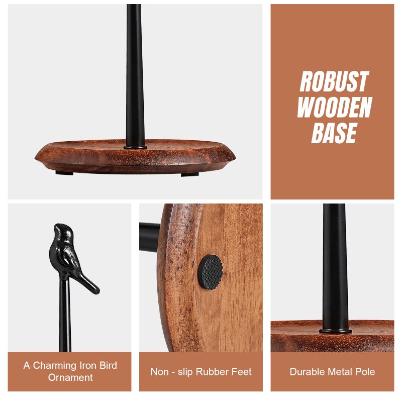 Tocemei Wooden Paper Towel Holder countertop, Stylish Bird Shaped,Solid Wood Base&Iron Top, with Non-Slip Mat, Stable&Durable,Paper Towel Holder Farmhouse Style to Elevate Your Kitchen's DÃ©cor (Black) - Image 5