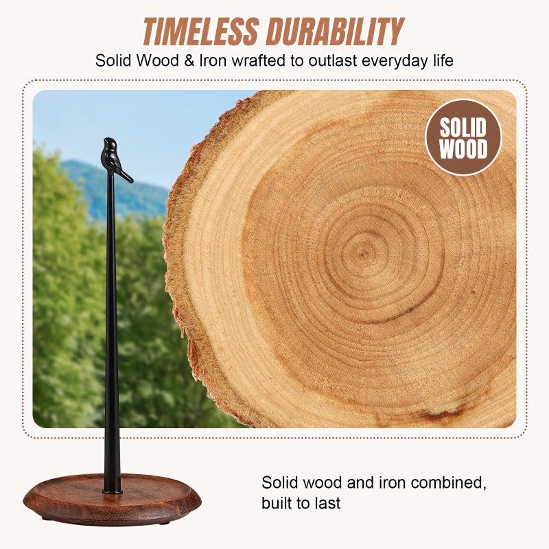 Tocemei Wooden Paper Towel Holder countertop, Stylish Bird Shaped,Solid Wood Base&Iron Top, with Non-Slip Mat, Stable&Durable,Paper Towel Holder Farmhouse Style to Elevate Your Kitchen's DÃ©cor (Black) - Image 3