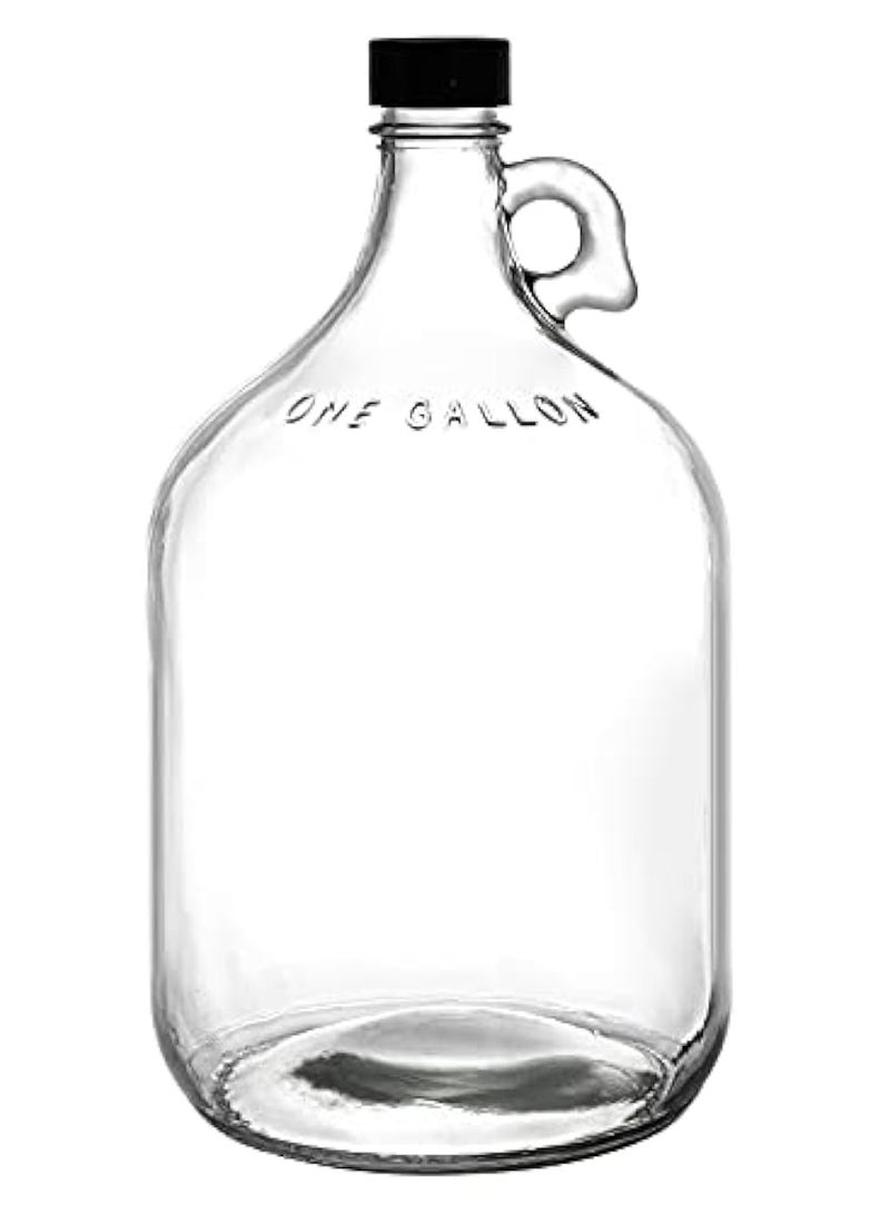 Home zone 1 Gallon Glass Jugs, 128 OZ Large Fermenting Jug with Seal Lid, Wine Growler Carboy Bottle with Handle for Juice, Milk, Water, Vinegar, Limoncello, Home Decoration, Change Jar - Image 1