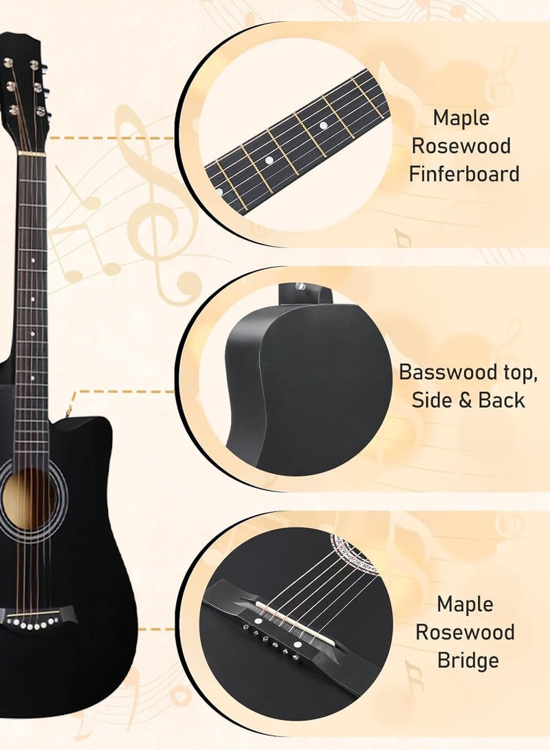 PHISMA This 38-inch Acoustic Guitar Is Suitable For Amateurs, Adults, And Children. It Comes With A Premium Accessory Bag, Instruction Manual, Cleaning Cloth, Strings, Shoulder Strap, Picks, Pick Box, Pick Pick, And Capo. - Image 5