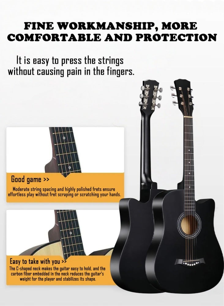 PHISMA This 38-inch Acoustic Guitar Is Suitable For Amateurs, Adults, And Children. It Comes With A Premium Accessory Bag, Instruction Manual, Cleaning Cloth, Strings, Shoulder Strap, Picks, Pick Box, Pick Pick, And Capo. - Image 2