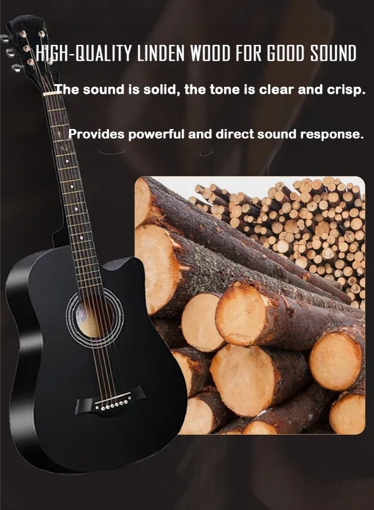 PHISMA This 38-inch Acoustic Guitar Is Suitable For Amateurs, Adults, And Children. It Comes With A Premium Accessory Bag, Instruction Manual, Cleaning Cloth, Strings, Shoulder Strap, Picks, Pick Box, Pick Pick, And Capo. - Image 3