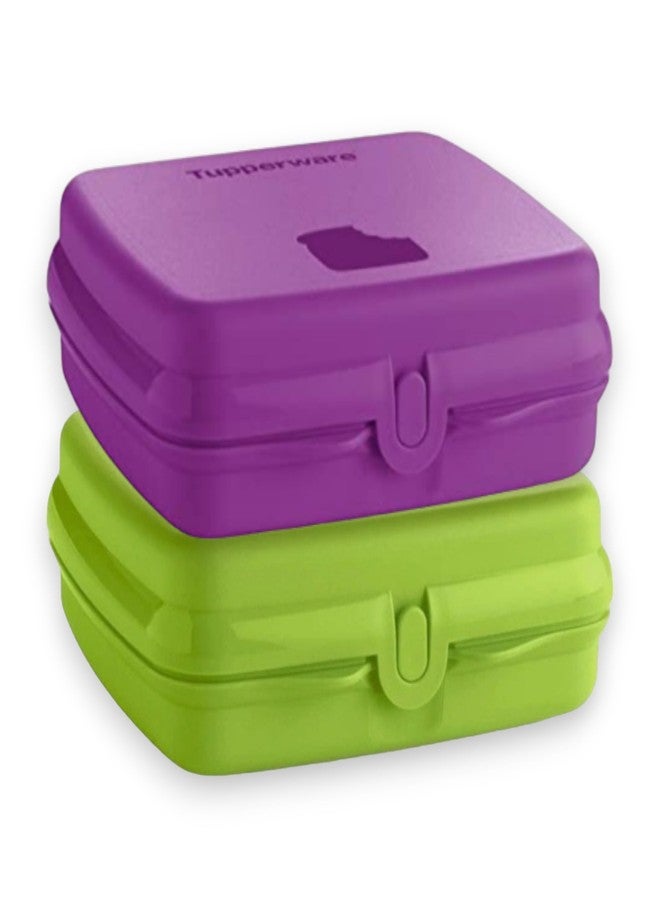 Tupperware Sandwich Keeper Set in Purple and Green - Image 1