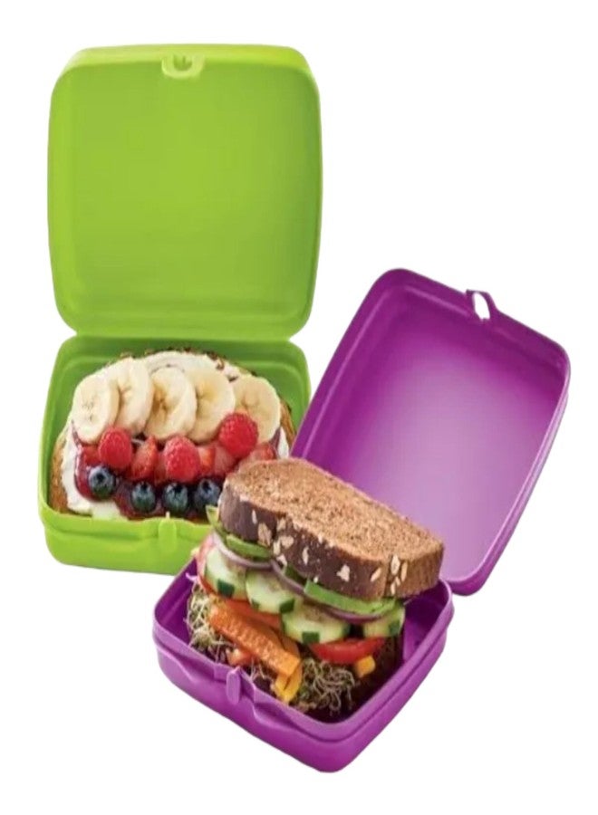 Tupperware Sandwich Keeper Set in Purple and Green - Image 2