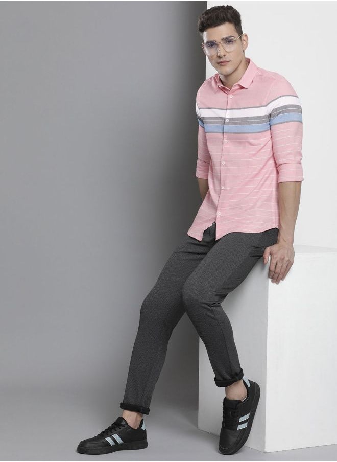 The Indian Garage Co Men Regular Fit Striped Full Sleeves Cutaway Collar Casual Shirt  - Image 5