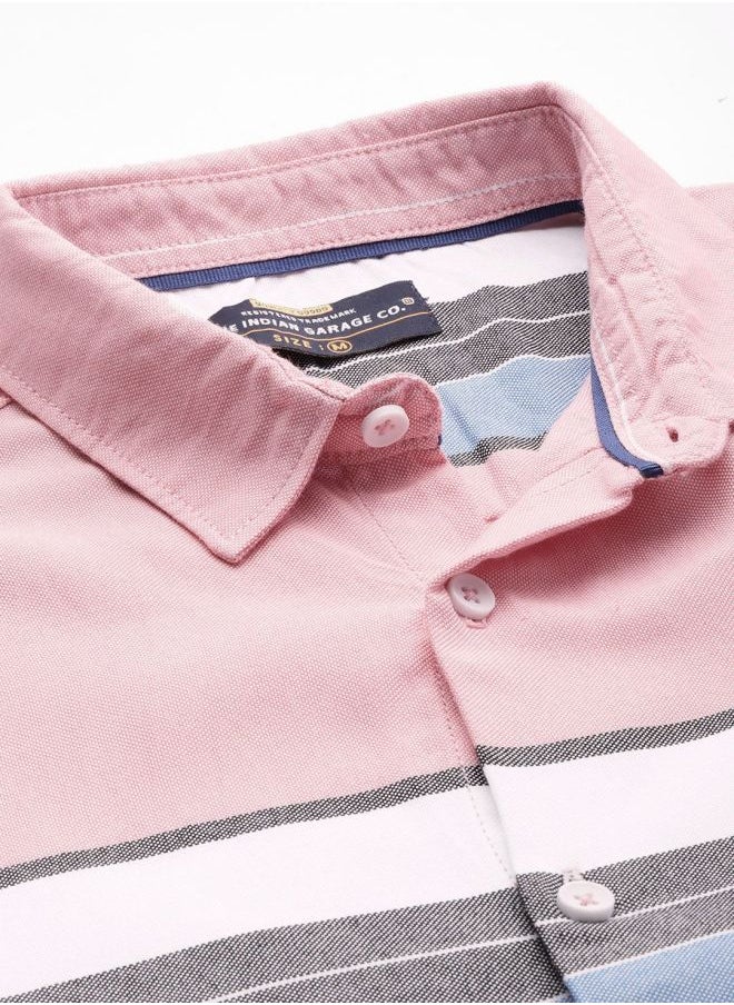 The Indian Garage Co Men Regular Fit Striped Full Sleeves Cutaway Collar Casual Shirt  - Image 4
