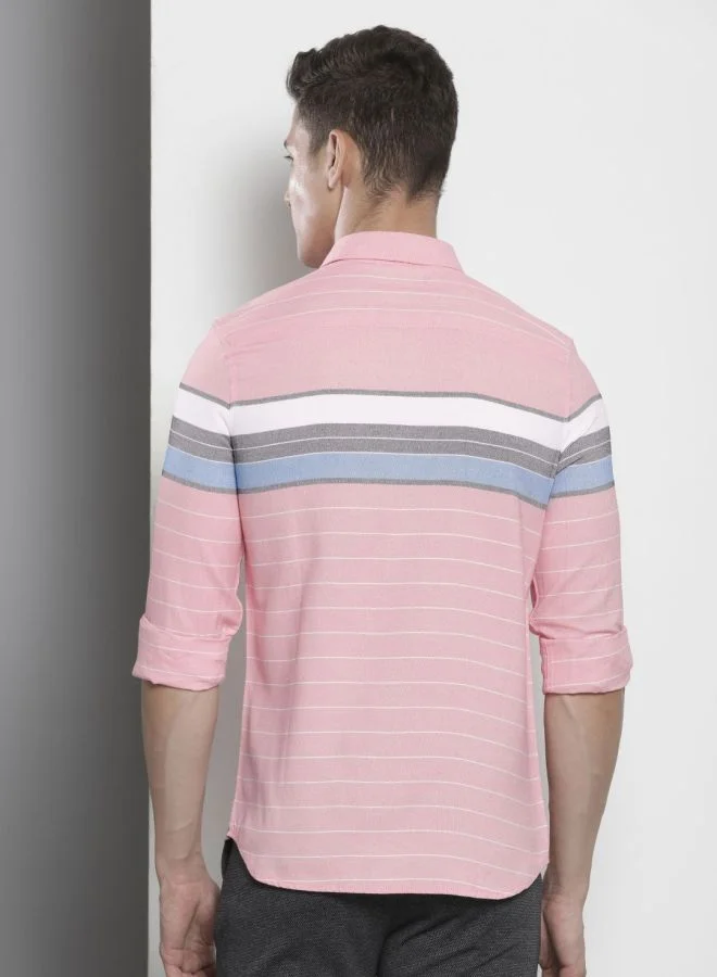 The Indian Garage Co Men Regular Fit Striped Full Sleeves Cutaway Collar Casual Shirt