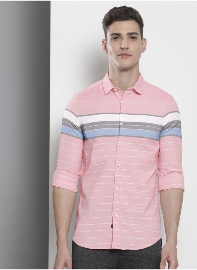The Indian Garage Co Men Regular Fit Striped Full Sleeves Cutaway Collar Casual Shirt  - Image 3