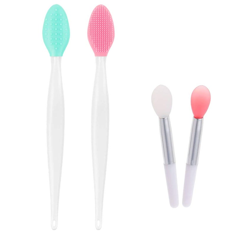 Silicone Lip Brush Set 2pcs Doublesided Lip Scrubber Balm Applicator Tools