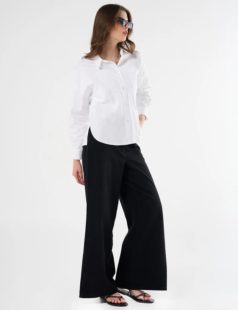 Kayra Hotfix Printed Drop Shoulder Blouse in Optical White