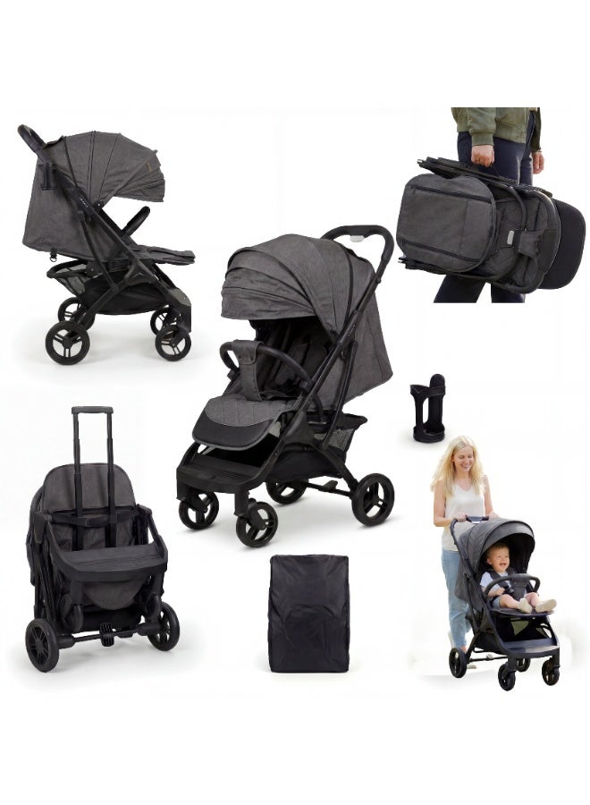 Nobumi Ultra-Lightweight Aluminum Premium Baby Stroller – All-Wheel Independent Suspension, 360° Swivel Rubber Tires, & Integrated Travel Trolley System - Image 3