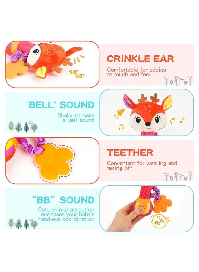 Deer Rattle Soft Plush Animal Toy With Crinkle Squeak For Babies 0 3 6 9 12 Months - Image 5