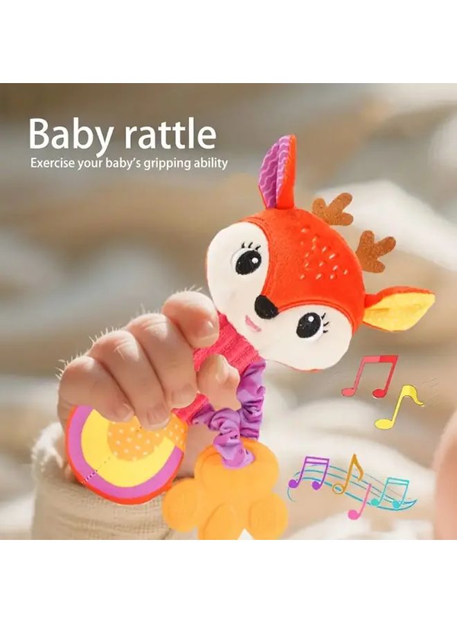 Deer Rattle Soft Plush Animal Toy With Crinkle Squeak For Babies 0 3 6 9 12 Months - Image 4