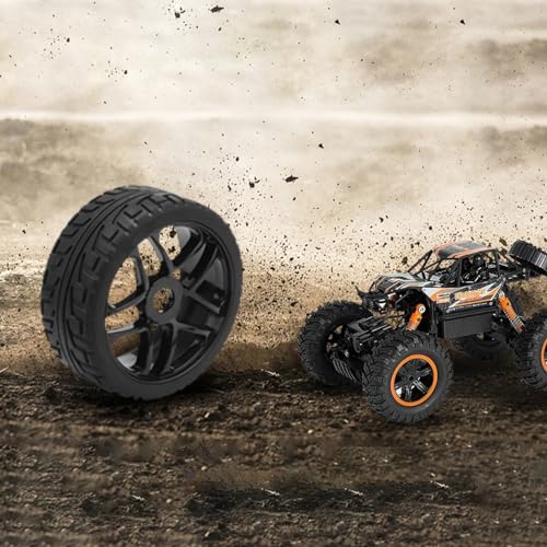 Jiuwu 4pcs Wheel Rim Rubber Tires RC 1:8 Off-Road Tyre 17mm Hexagonal Joint Black - Image 2