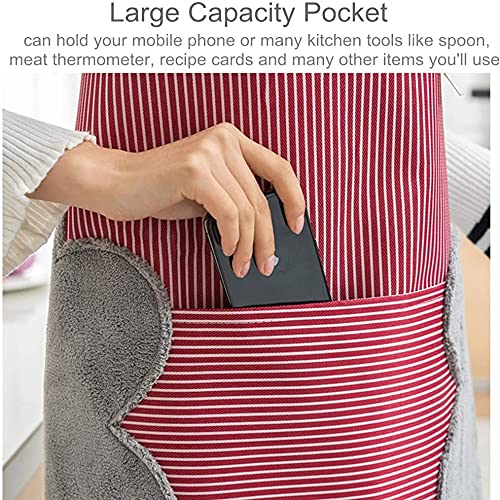 UNIQUE CART Waterproof Adjustable Kitchen Women Men Apron with Pockets Towels Bib Cooking Coral - Image 3