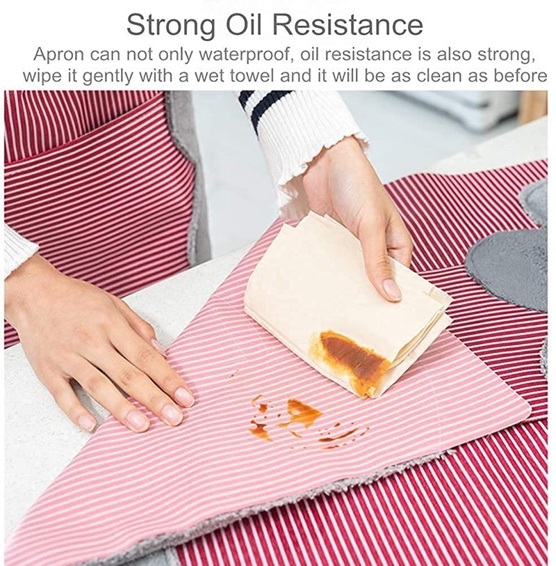 UNIQUE CART Waterproof Adjustable Kitchen Women Men Apron with Pockets Towels Bib Cooking Coral - Image 4