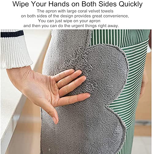 UNIQUE CART Waterproof Adjustable Kitchen Women Men Apron with Pockets Towels Bib Cooking Coral - Image 5
