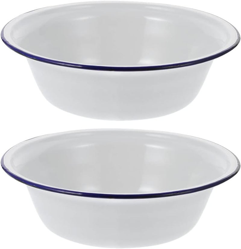 Hemoton Enamel 05 Liters Bowl 2Pcs Vintage Style Salad Serving Bowls Stackable Enamelware Mixing Bowls Durable Enameled Dinner Bowls for Kitchen and Table - Image 1