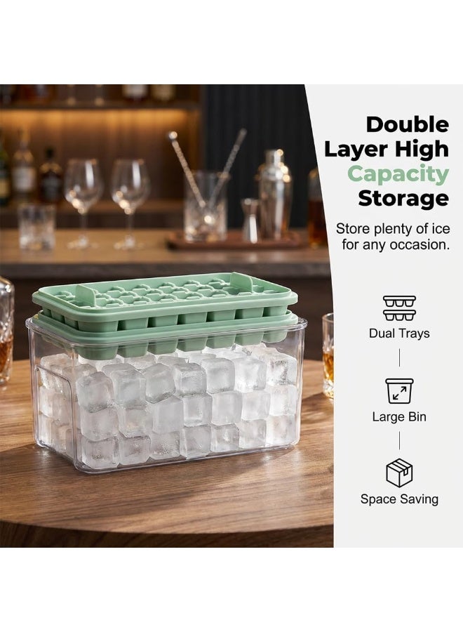 56 Grids Ice Cube Tray with Lid & Storage Bin, Easy Press Release Ice Tray for Freezer with Ice Scoop, Double Layer BPA Free Ice Cube Maker, Reusable Stackable Ice Tray for Cocktails Coffee Drinks Kitchen - Image 5