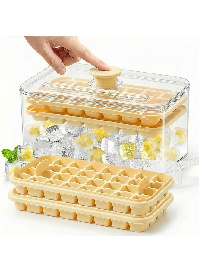 56 Grids Ice Cube Tray with Lid & Storage Bin, Easy Press Release Ice Tray for Freezer with Ice Scoop, Double Layer BPA Free Ice Cube Maker, Reusable Stackable Ice Tray for Cocktails Coffee Drinks Kitchen - Image 1