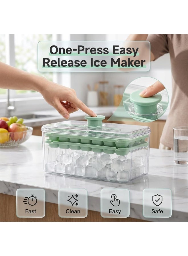 56 Grids Ice Cube Tray with Lid & Storage Bin, Easy Press Release Ice Tray for Freezer with Ice Scoop, Double Layer BPA Free Ice Cube Maker, Reusable Stackable Ice Tray for Cocktails Coffee Drinks Kitchen - Image 4