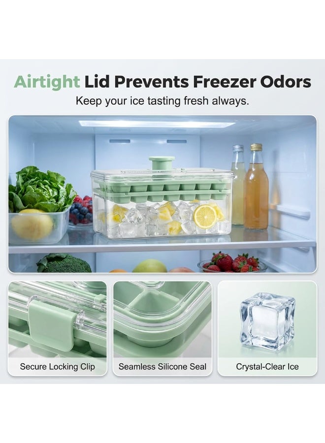 56 Grids Ice Cube Tray with Lid & Storage Bin, Easy Press Release Ice Tray for Freezer with Ice Scoop, Double Layer BPA Free Ice Cube Maker, Reusable Stackable Ice Tray for Cocktails Coffee Drinks Kitchen - Image 3