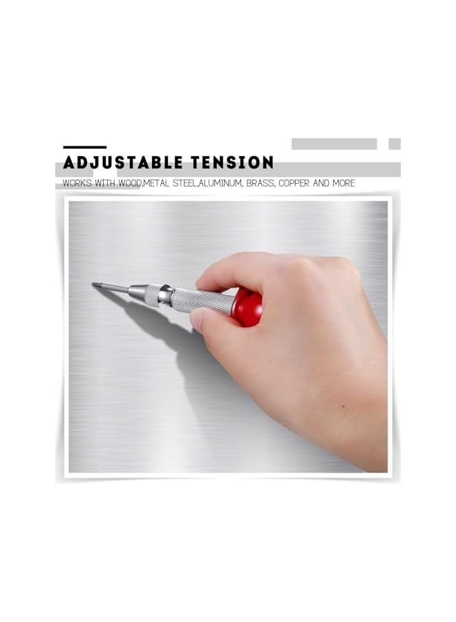PROMASS 3 Pack Center Punch Spring Loaded Automatic Punch 5 Inches Crushing Hand Tool Center Hole Punch for Wood Metal Awl Puncher with Cushion Cap Adjustable Tension  - Image 4