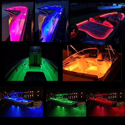 HOKIION Led Strip Boat Lights Kit 40FT Bluetooth MultiColor Marine Pontoon Led Lights Waterproof Boat Interior Light Under Gunnel Deck Light Night Fishing Lighting APPRemote Control Sound Music Sync - Image 3