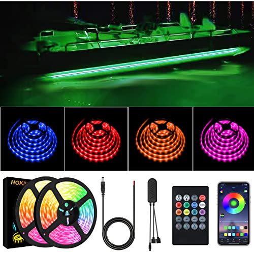 HOKIION Led Strip Boat Lights Kit 40FT Bluetooth MultiColor Marine Pontoon Led Lights Waterproof Boat Interior Light Under Gunnel Deck Light Night Fishing Lighting APPRemote Control Sound Music Sync - Image 1