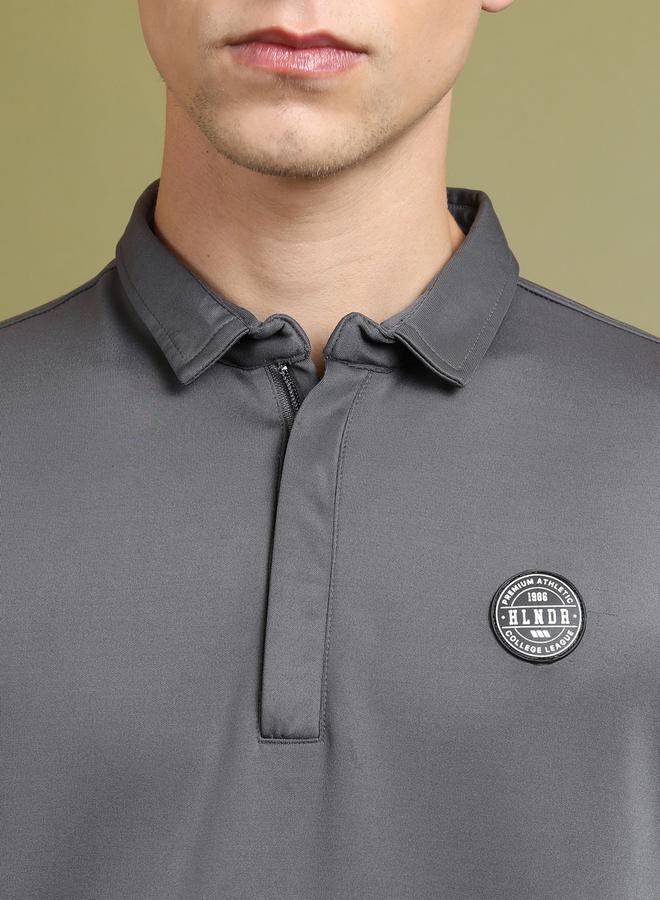 HIGHLANDER Solid Badge Detail Polo Neck Sweatshirt by Styli - Image 2