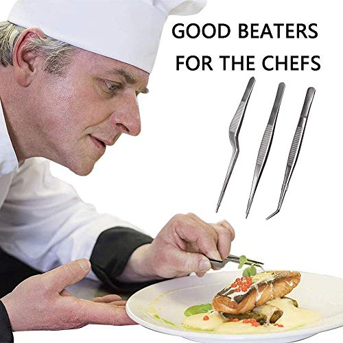 NJ OVERSEAS Kitchen Cooking Culinary Tweezers, Stainless Steel Precision Tongs Medical Beauty Utensils, 6.3 Inches -3 Pieces Set - Image 5