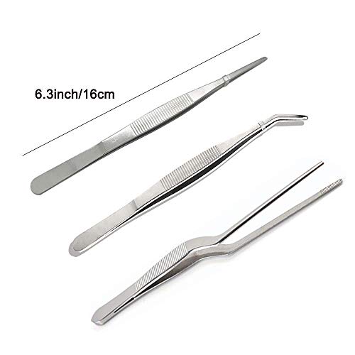 NJ OVERSEAS Kitchen Cooking Culinary Tweezers, Stainless Steel Precision Tongs Medical Beauty Utensils, 6.3 Inches -3 Pieces Set - Image 3