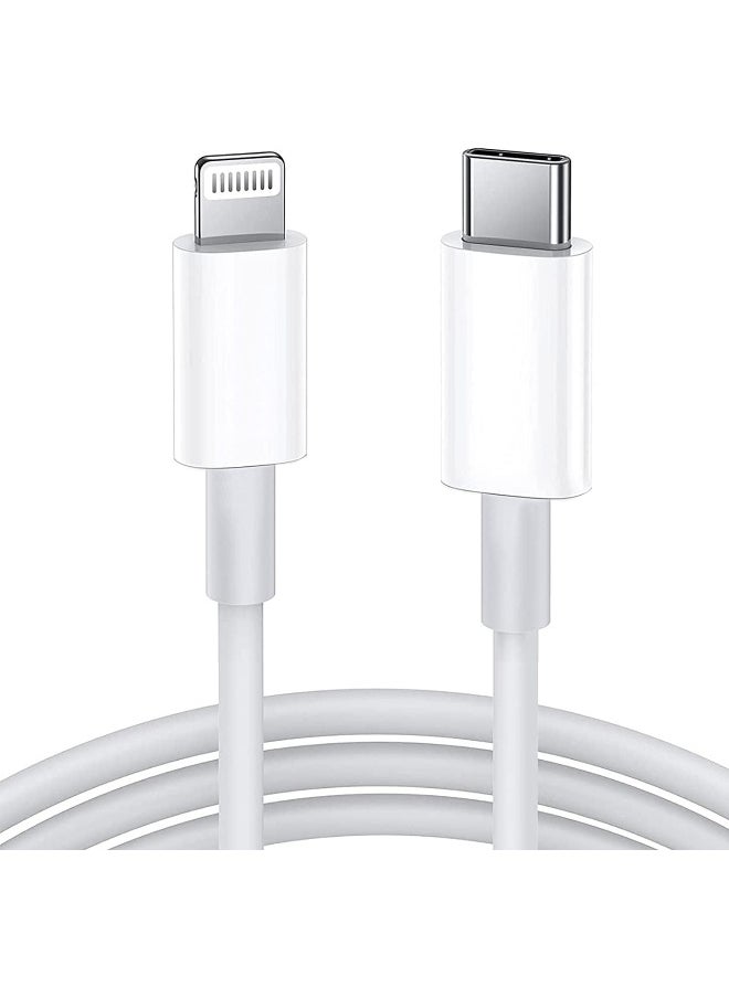 ECVV - 2M USB-C to Lightning Cable, 6ft, 20W Fast Charging Cable, White - Image 1