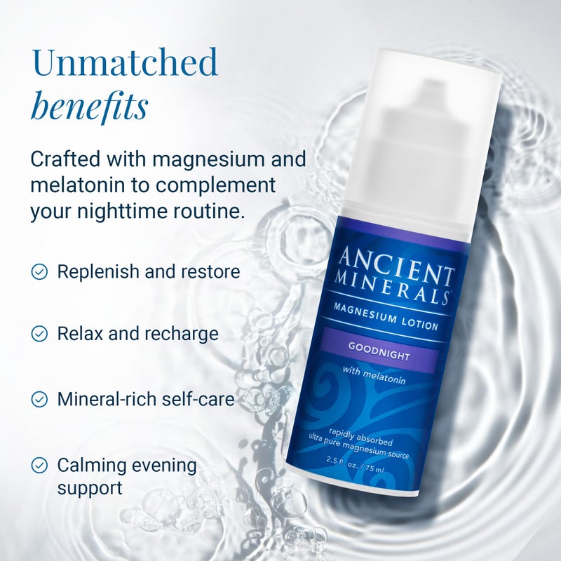 Ancient Minerals Magnesium Lotion Goodnight night cream contains melatonin with magnesium chloride and OptiMSM a topical nighttime moisturizing lotion(2.5oz) - Image 3