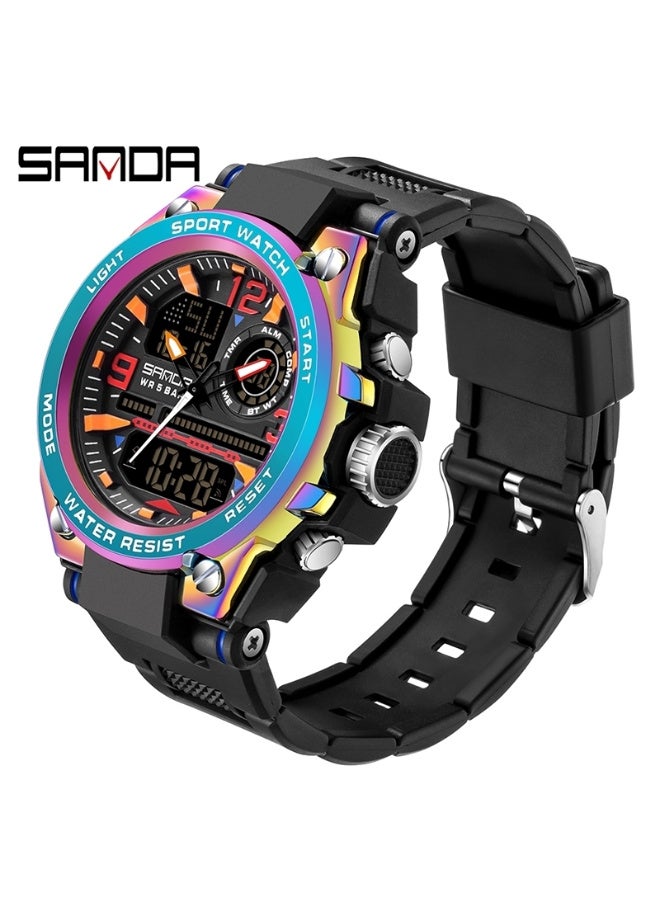 Sanda Men's Watches Sports Outdoor Waterproof Watch Date Multi Function Tactics LED Alarm Stopwatch - Image 1