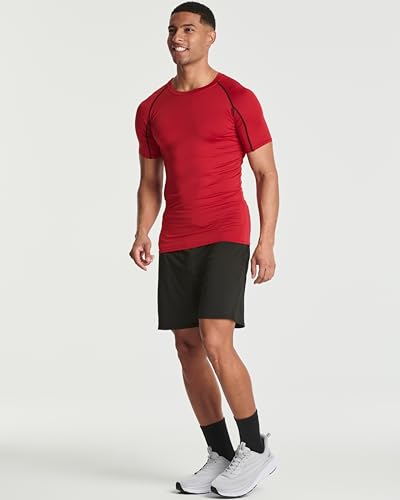 REALESSENTIALS 4 Pack: Mens Short Sleeve Shirts Compression Base Layer Tight Thermal Undershirt Slimming Black Active Fitness Athletic T-Shirt Quick Dry Fit Workout Sports Rashguard Gym Running Top, Set 4,XXL - Image 5