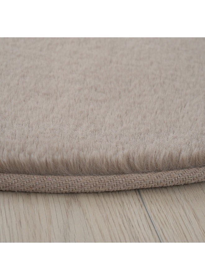 Home Box سجادة دائرية من فرو الأرنب الصناعي 90 × 90 سم - Image 3