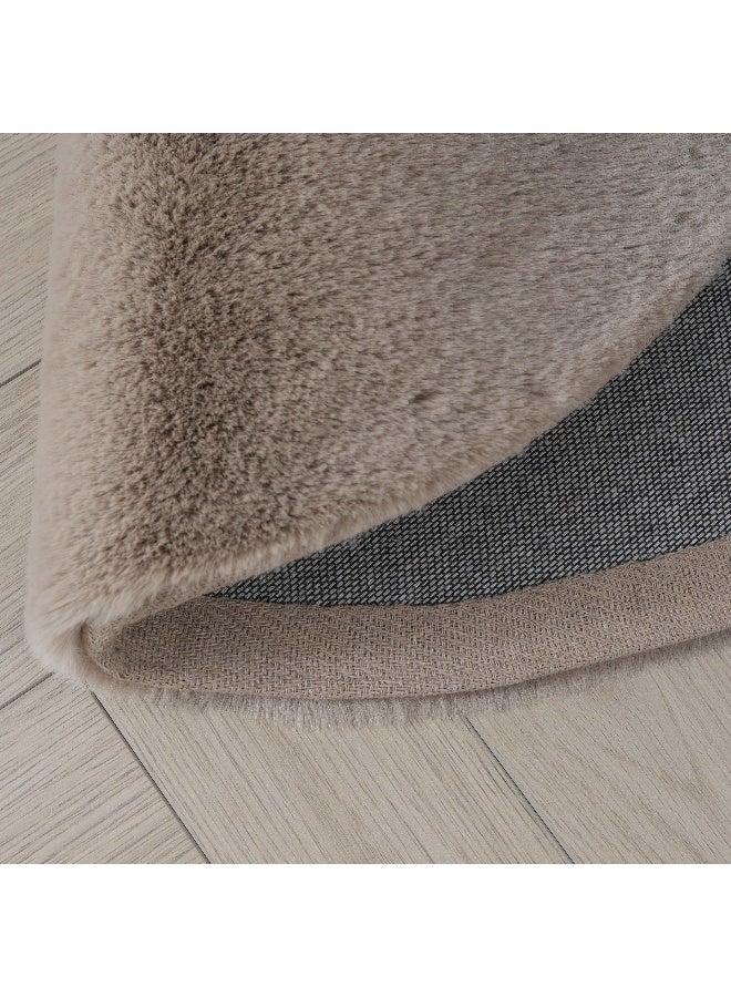 Home Box سجادة دائرية من فرو الأرنب الصناعي 90 × 90 سم - Image 4