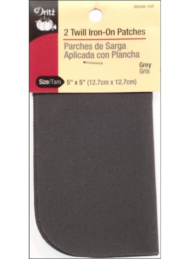 Dritz Dritz Twill Iron-On Patches, 5 x 5-Inch, Grey, 2 - Image 1