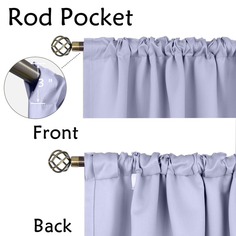 BGment Rod Pocket and Back Tab Blackout Curtains for Bedroom - Thermal Insulated Room Darkening Curtains for Living Room  2 Window Curtain Panels (52 x 84 Inch  Lavander) - Image 2