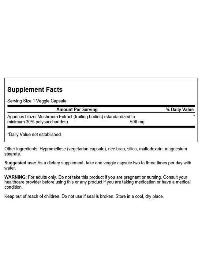 SWANSON Agaricus Blazei Mushroom Extract 500 Mg 90 Caps - Image 2