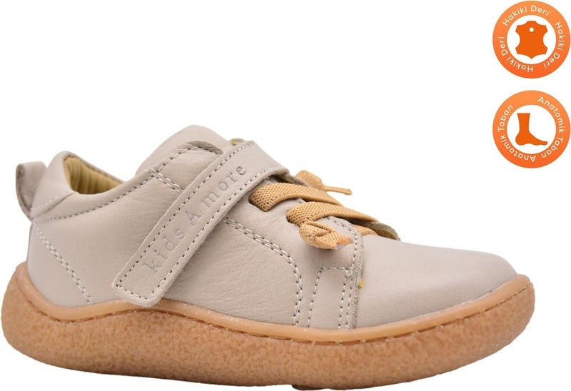 Kids A More Nicolo Elastic Leather Boy Shoes Beige  - Image 1