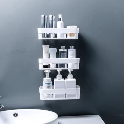 Stand Bathroom Shelf Rack/Kitchen Shelf/Wardrobe Shelf/Perfume Rack Plastic Wall Shelf(6 Bathroom Shelves)  - Image 3
